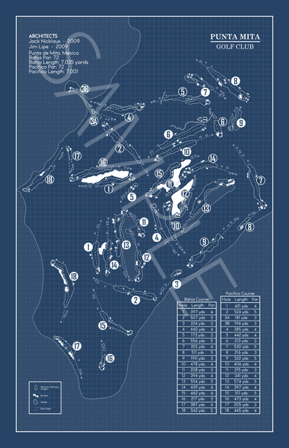 Punta Mita Golf Club Blueprint (Print)