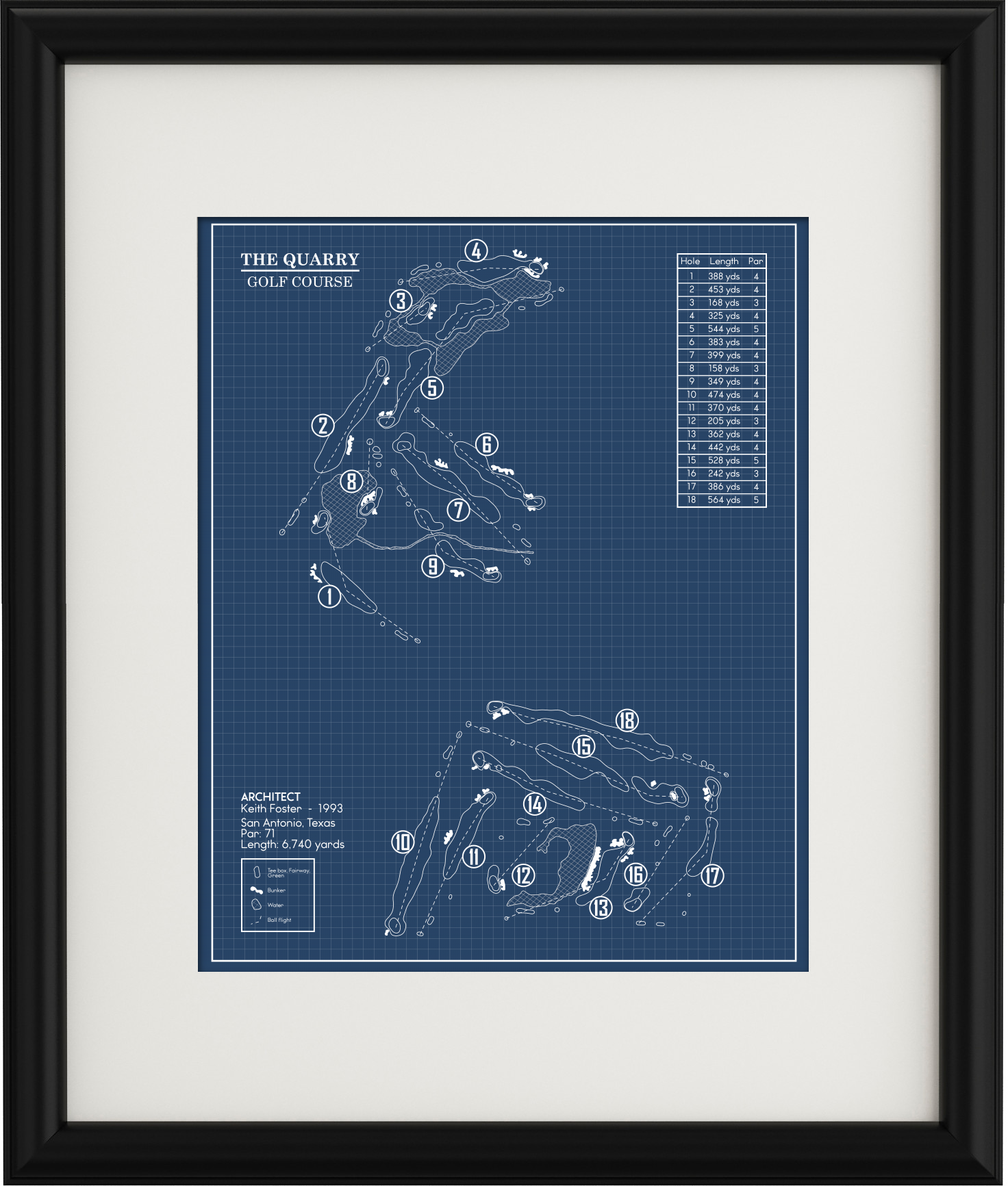 Course Map Quarry The Quarry Golf Course Blueprint (Print) β GolfBlueprints