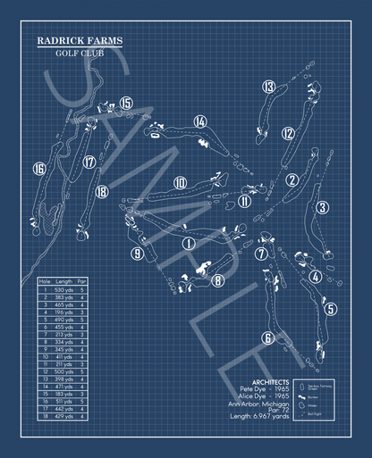 Radrick Farms Golf Club Blueprint (Print)