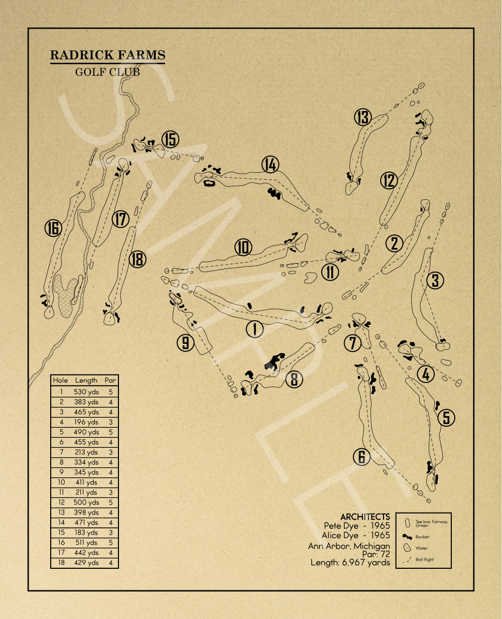 Radrick Farms Golf Club Outline (Print)