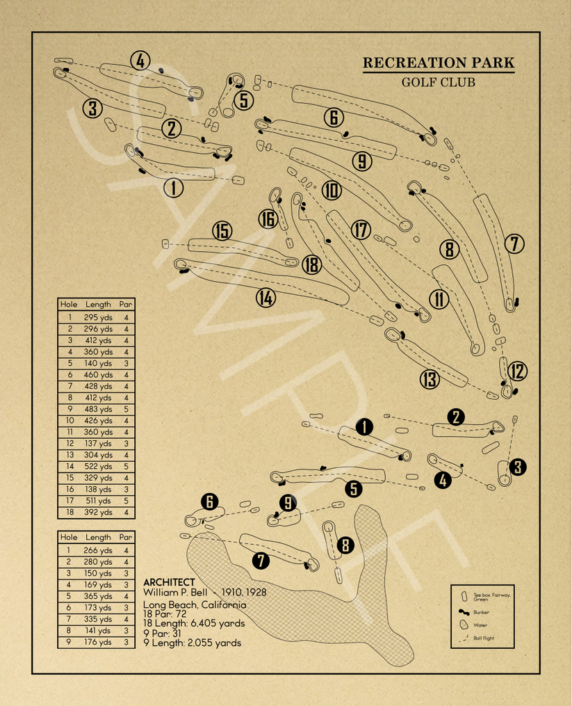 Recreation Park Golf Club Outline (Print) – GolfBlueprints
