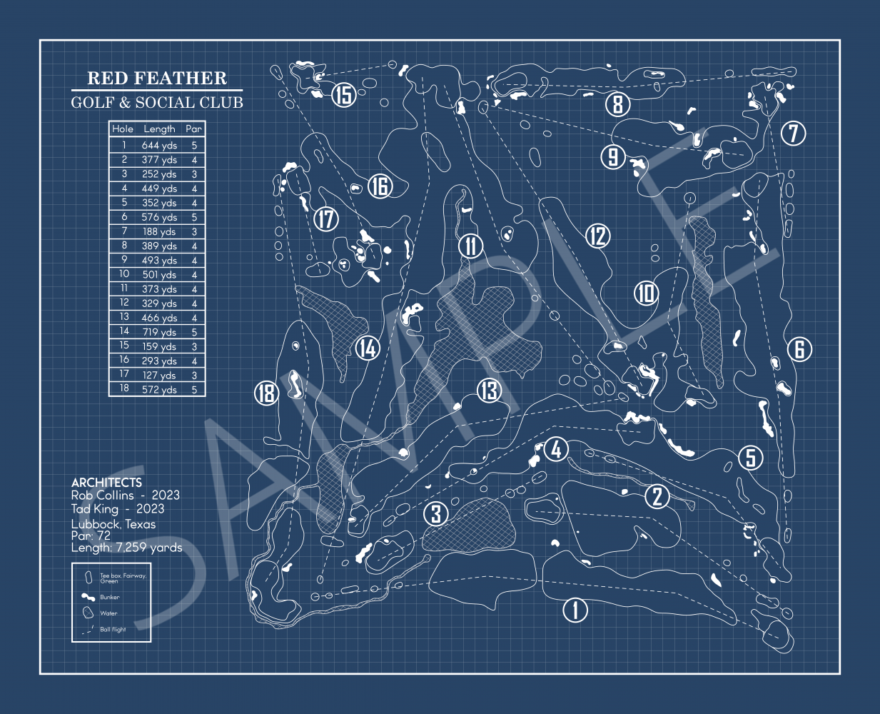 Red Feather Golf & Social Club Blueprint (Print)