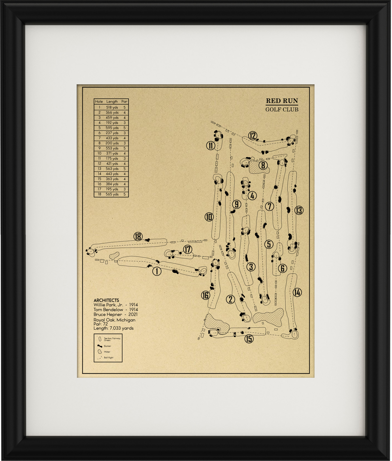 Red Run Golf Club Outline (Print) – GolfBlueprints