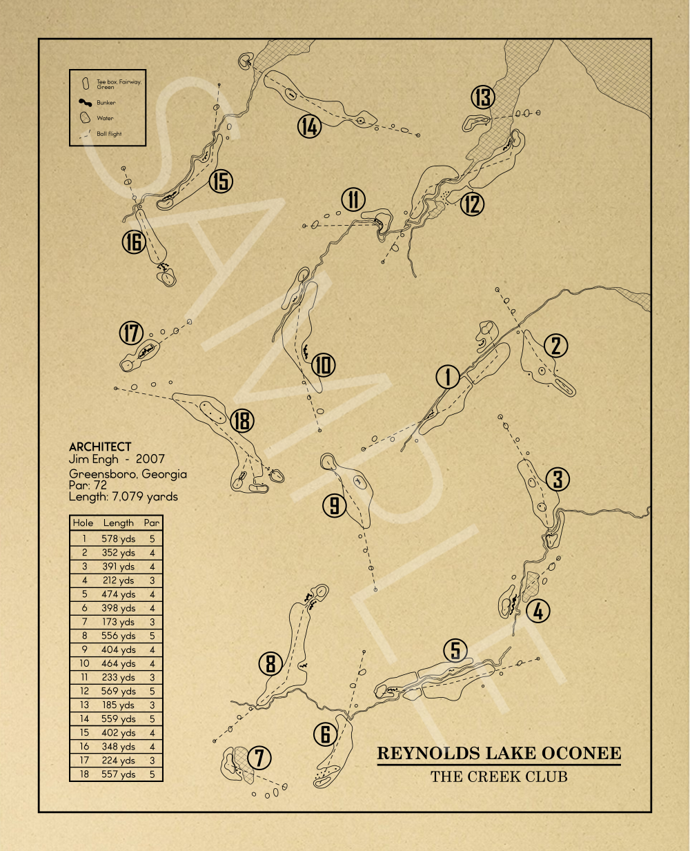 Reynolds Lake Oconee The Creek Club Outline (Print)