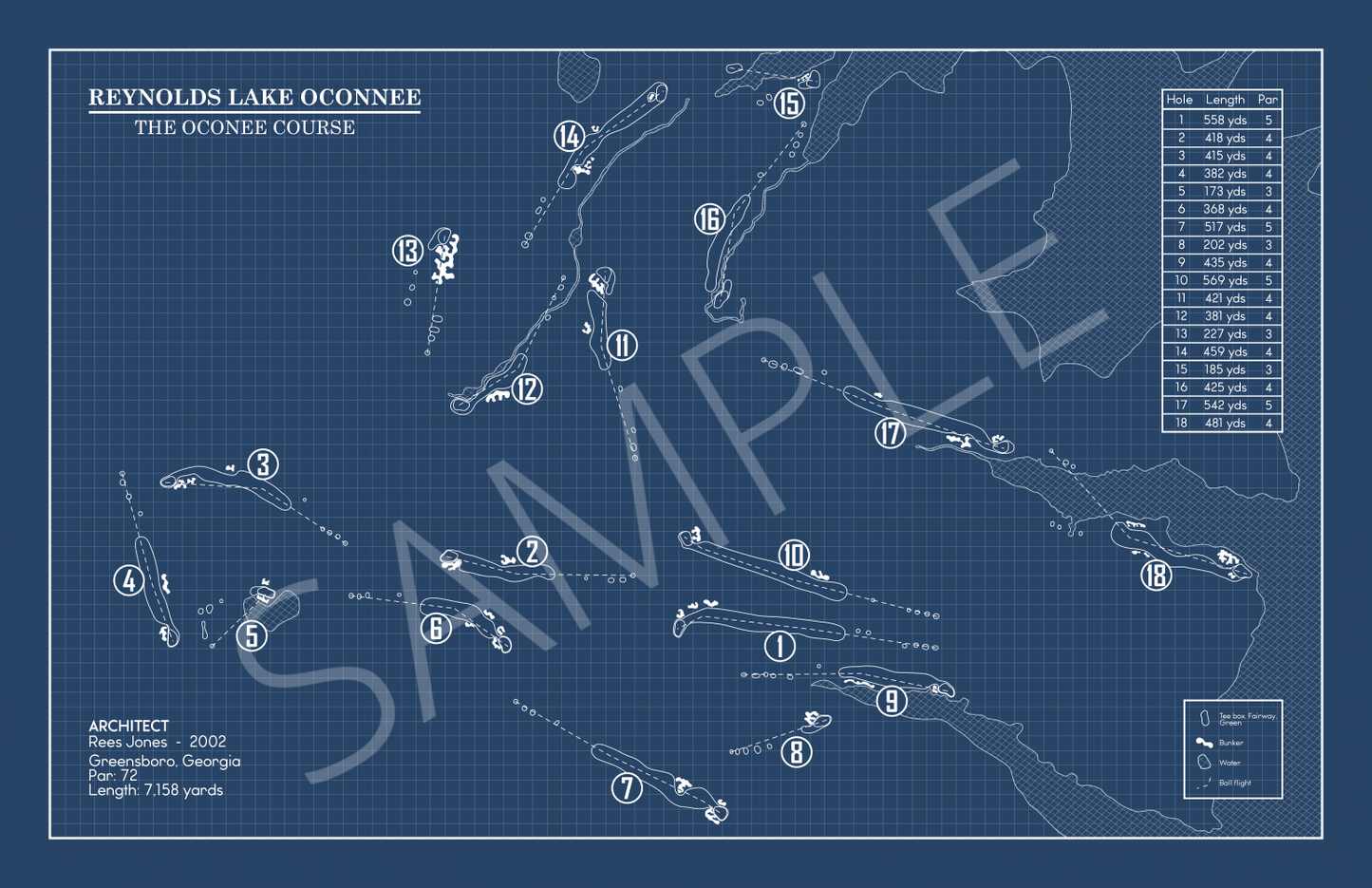 Reynolds Lake Oconee Oconee Course Blueprint (Print)