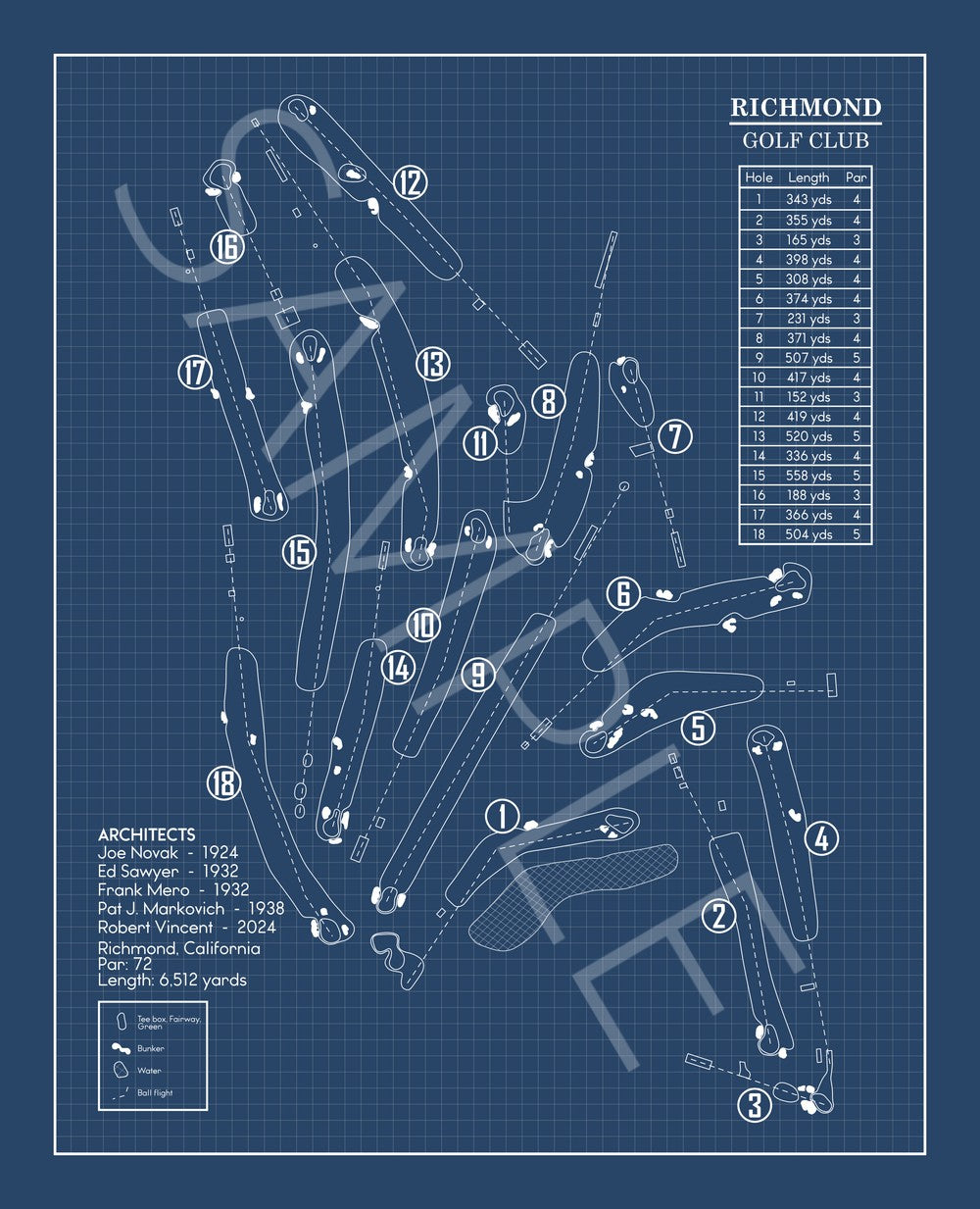 Richmond Golf Club Blueprint (Print)