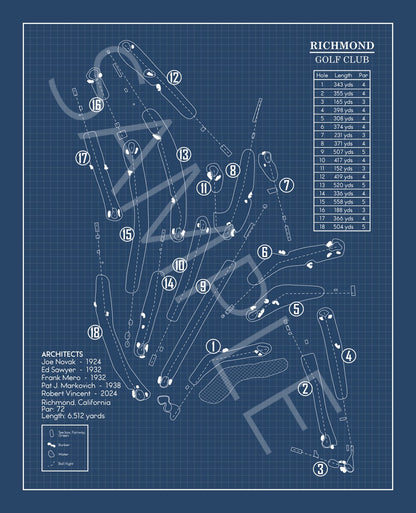 Richmond Golf Club Blueprint (Print)