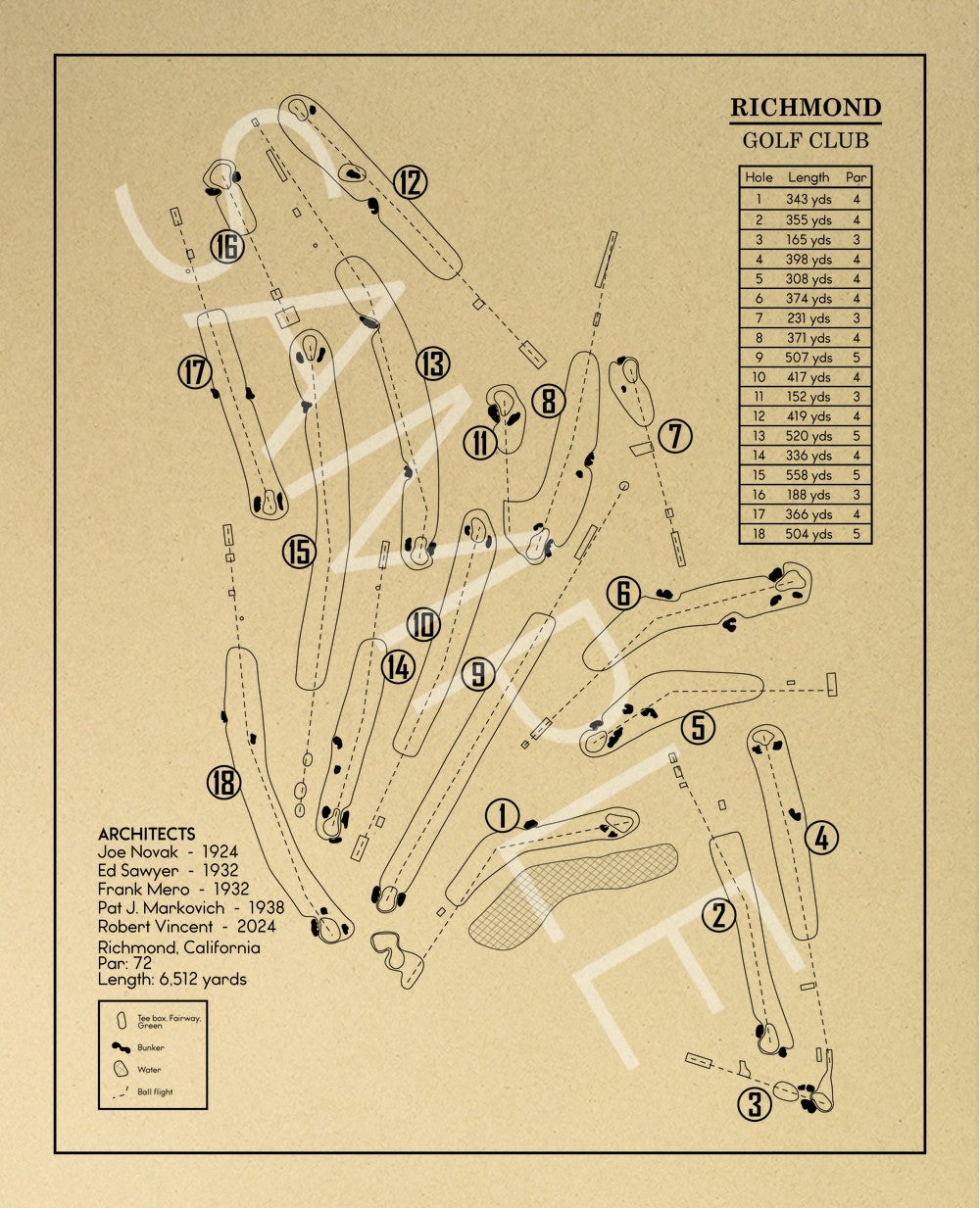 Richmond Golf Club Outline (Print)