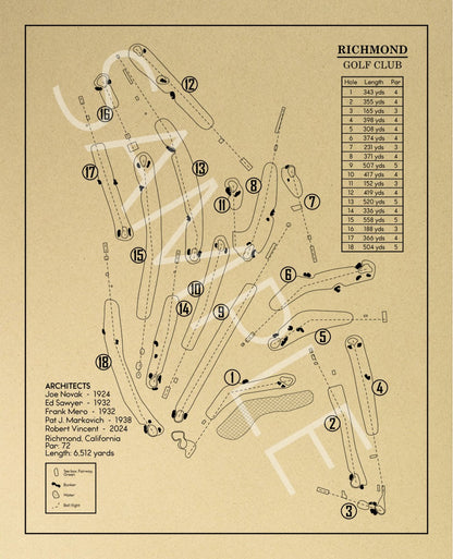 Richmond Golf Club Outline (Print)