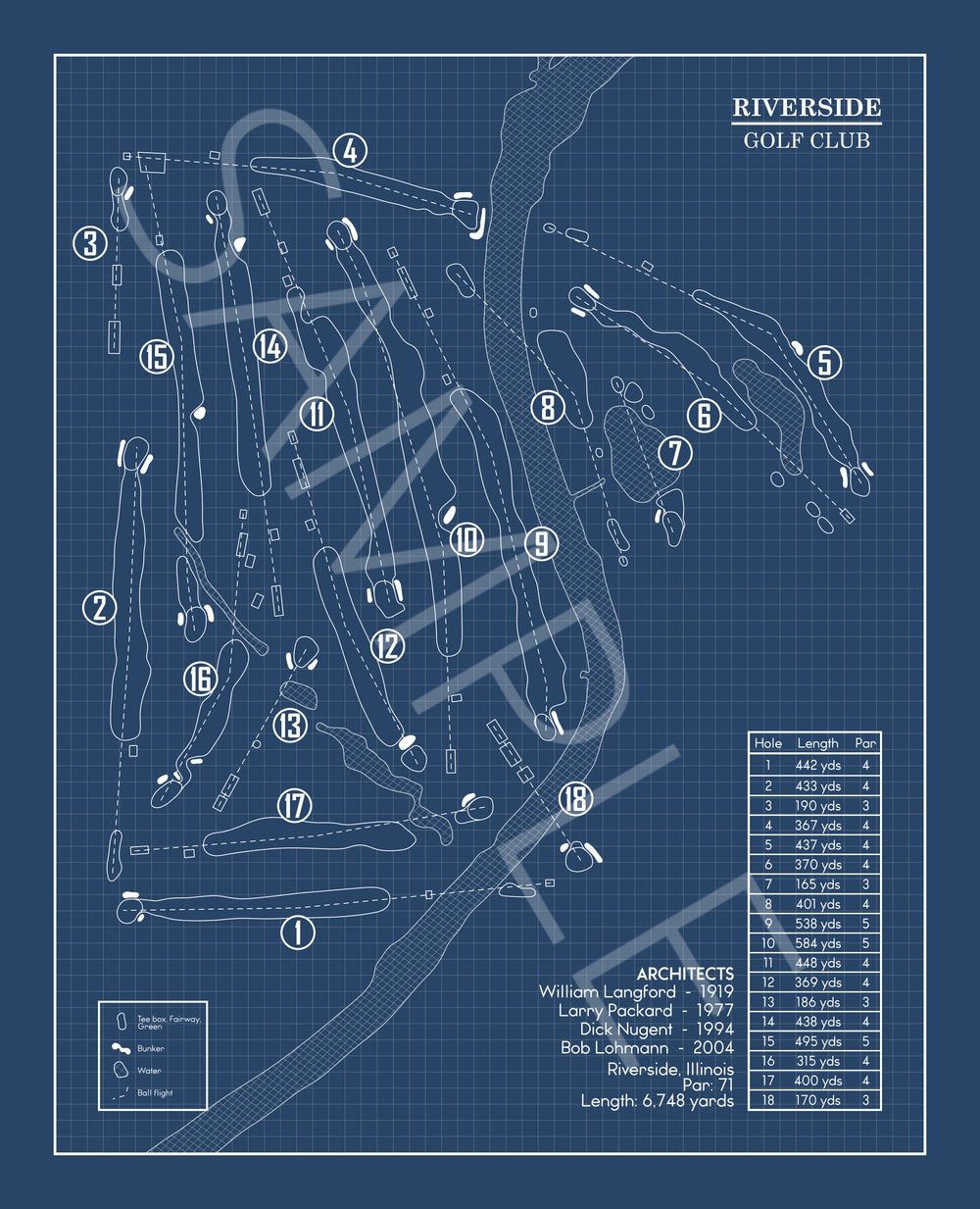 Riverside Golf Club Blueprint (Print)