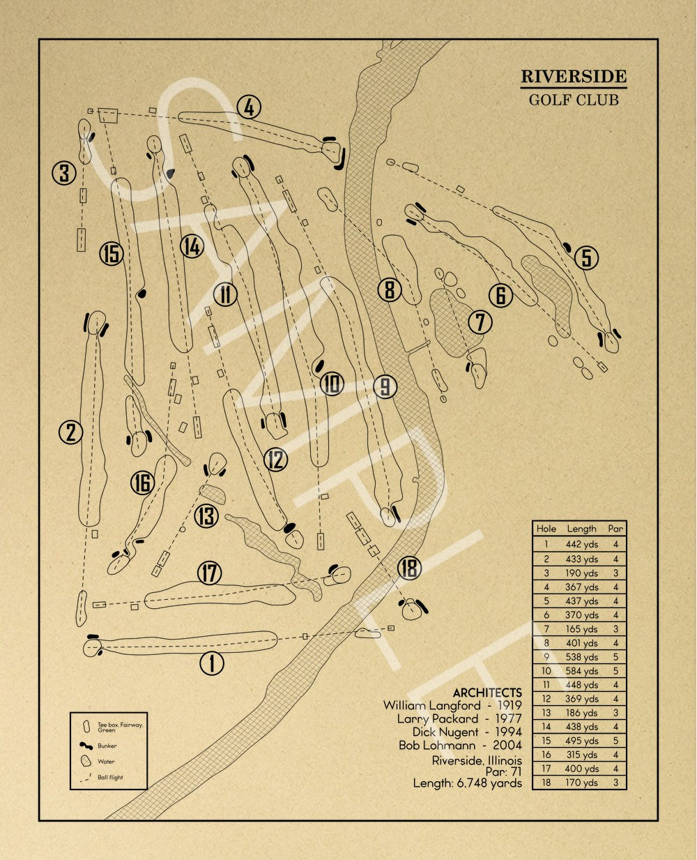 Riverside Golf Club Outline (Print)