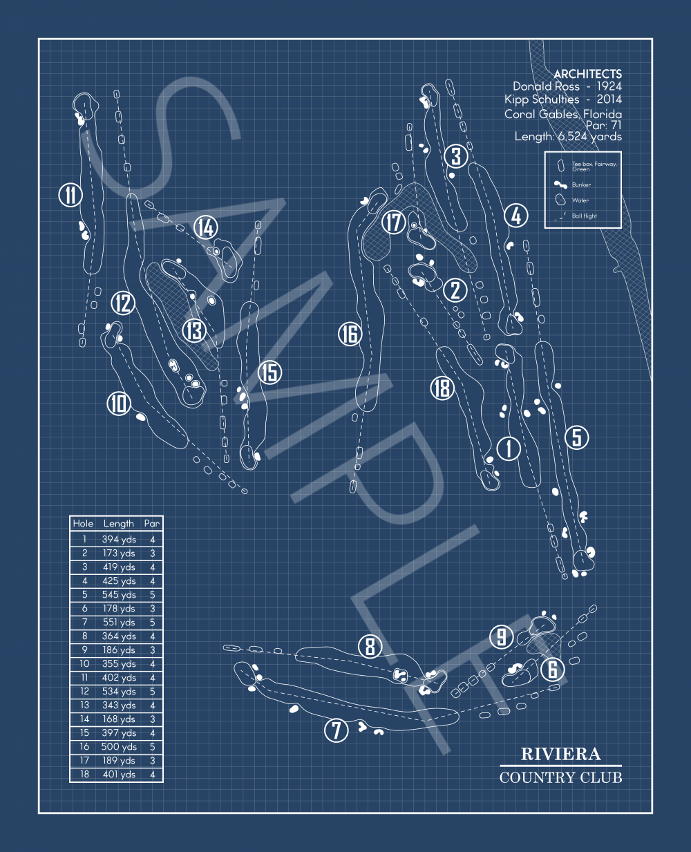 Riviera Country Club Blueprint (Print)