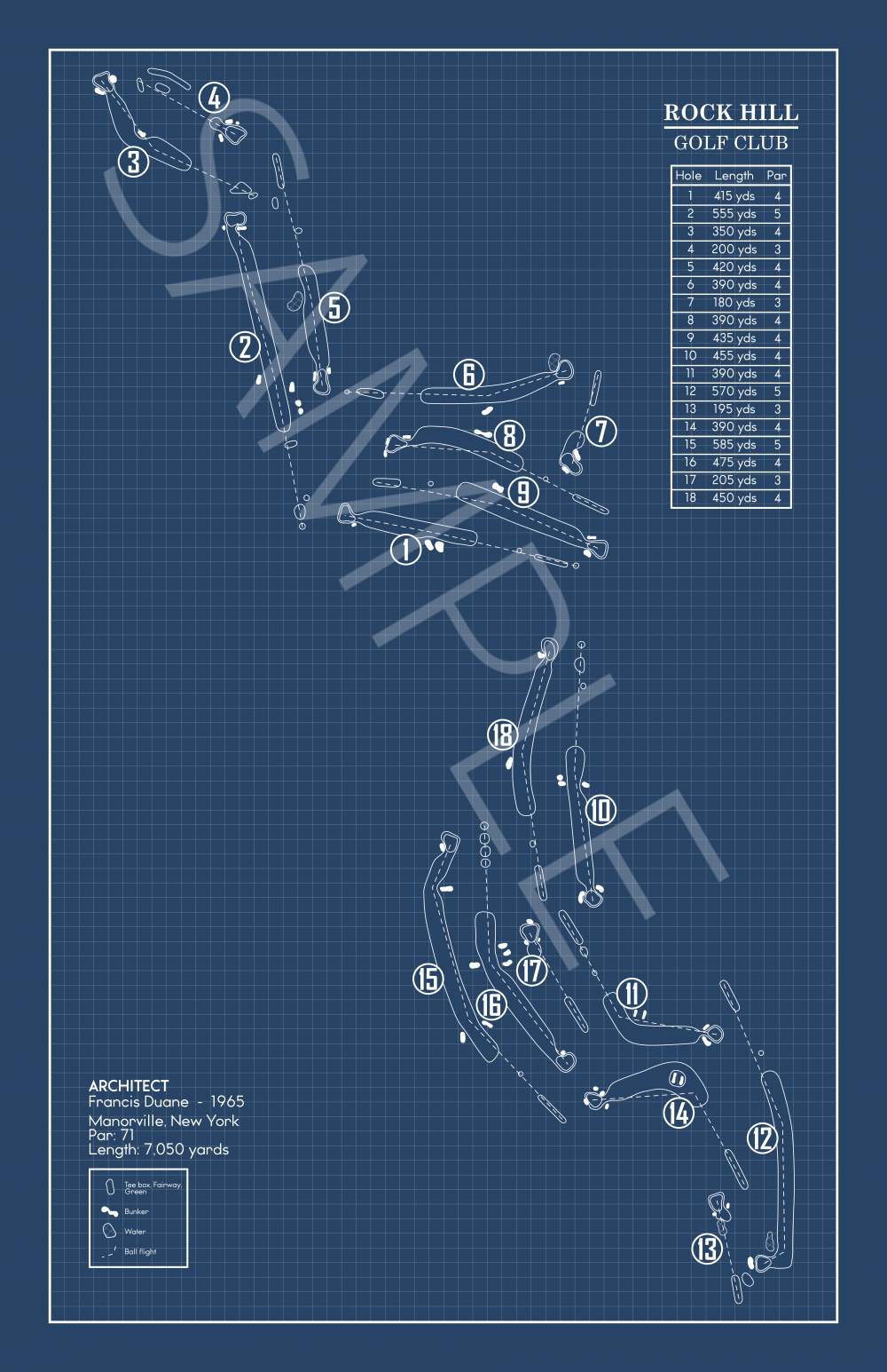 Rock Hill Golf Club Blueprint (Print)