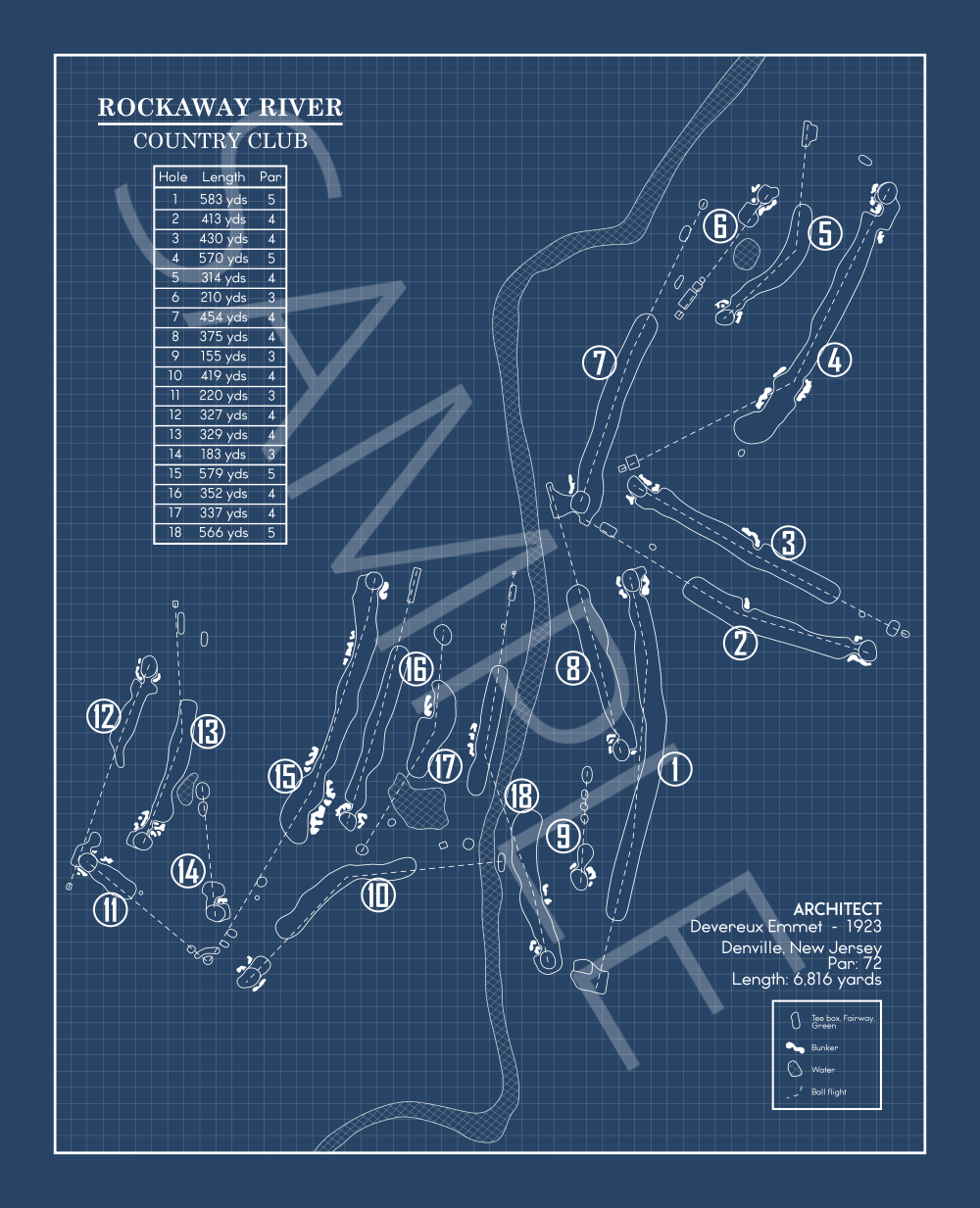 Rockaway River Country Club Blueprint (Print)
