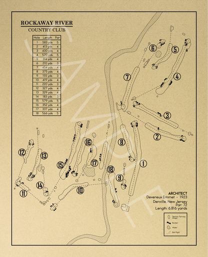 Rockaway River Country Club Outline (Print)