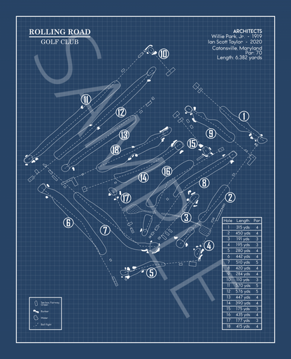 Rolling Road Golf Club Blueprint (Print)