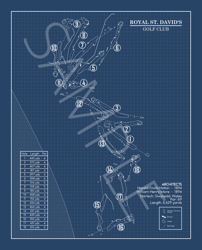 Royal St. David's Golf Club Blueprint (Print)