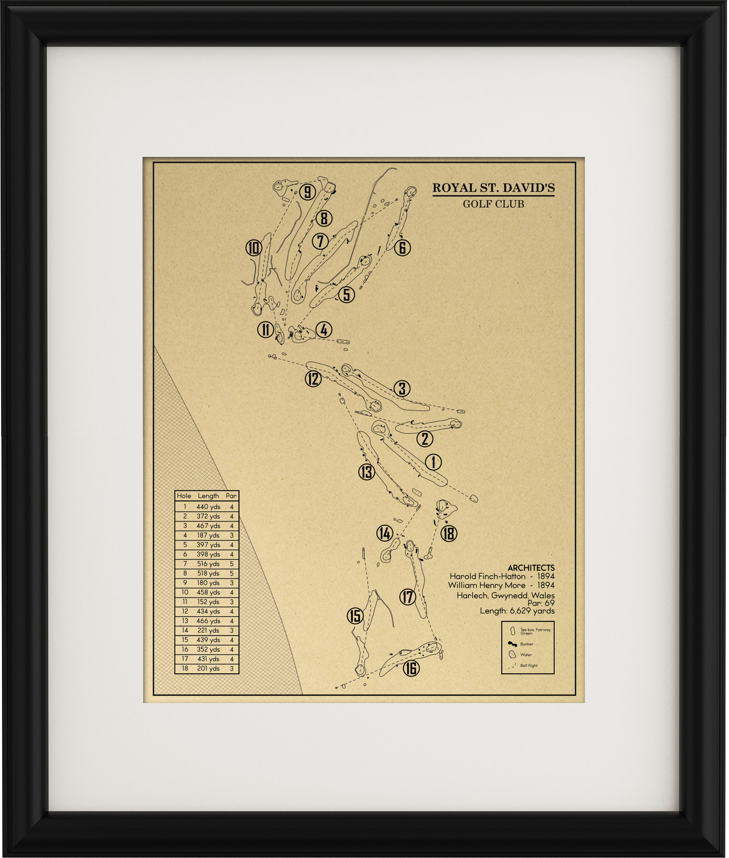 Royal St. David's Golf Club Outline (Print)