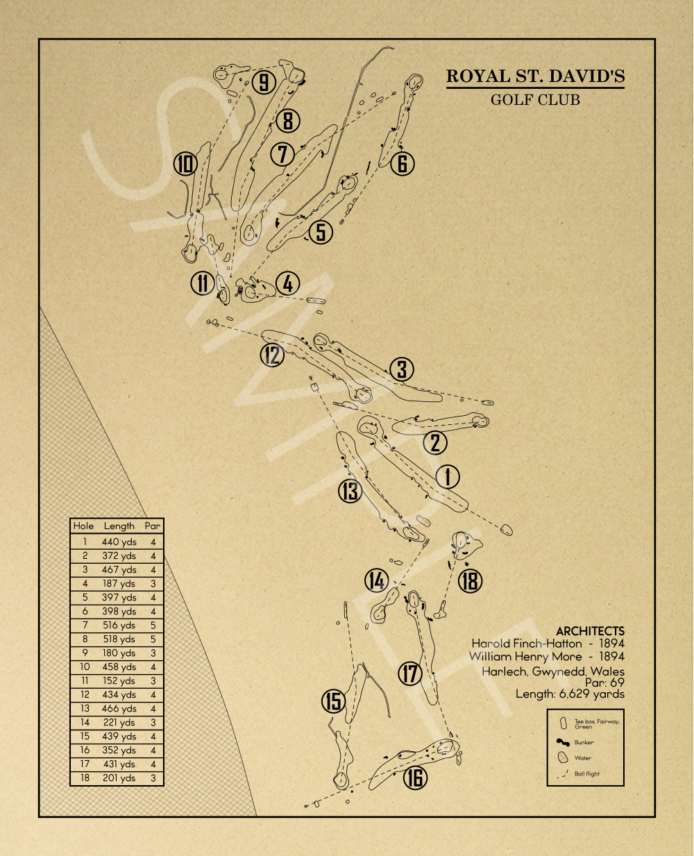 Royal St. David's Golf Club Outline (Print)