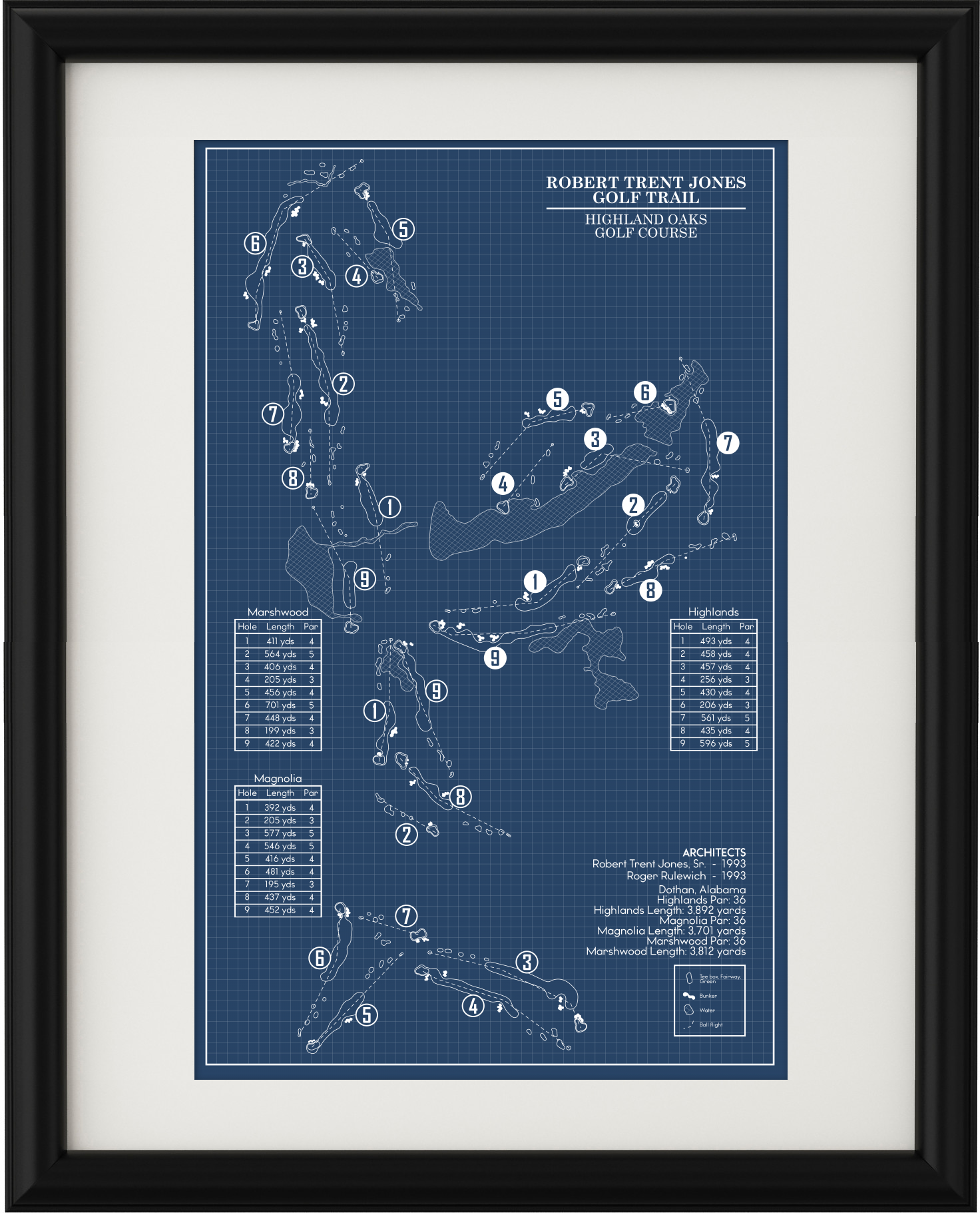 RTJ Golf Trail Highland Oaks Course Blueprint (Print) – GolfBlueprints