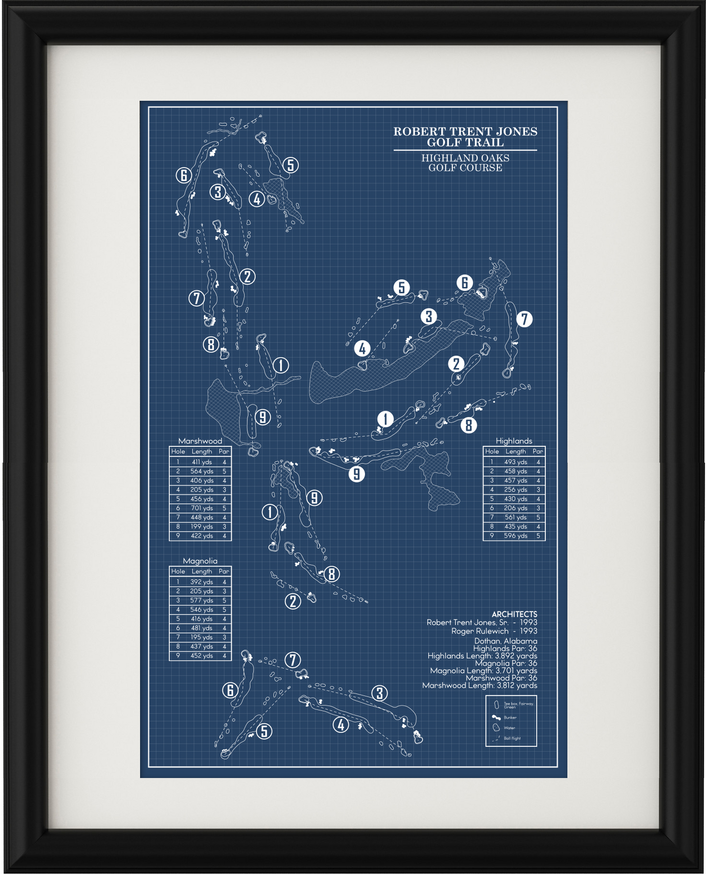 RTJ Golf Trail Highland Oaks Course Blueprint (Print)