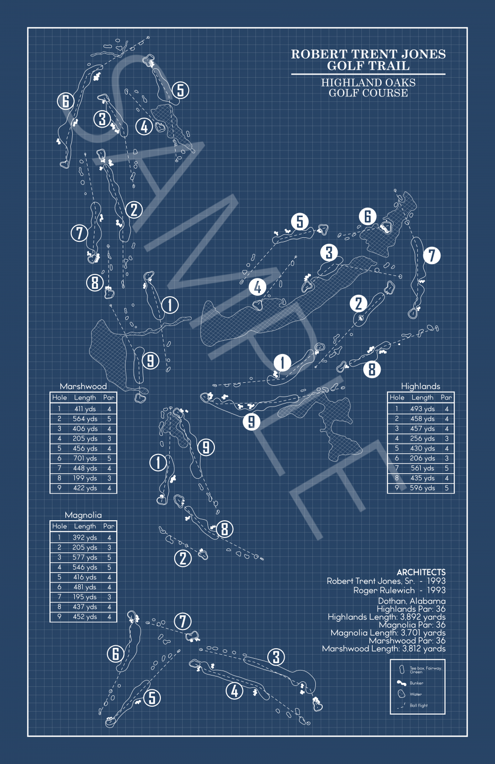 RTJ Golf Trail Highland Oaks Course Blueprint (Print) – GolfBlueprints