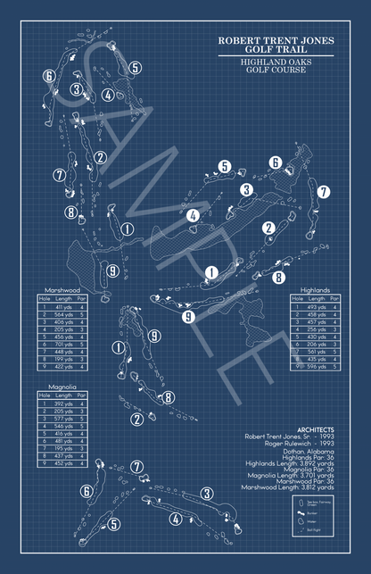 RTJ Golf Trail Highland Oaks Course Blueprint (Print)