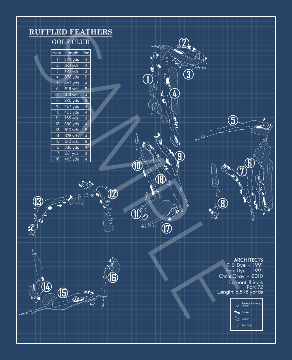 Ruffled Feathers Golf Club Blueprint (Print)