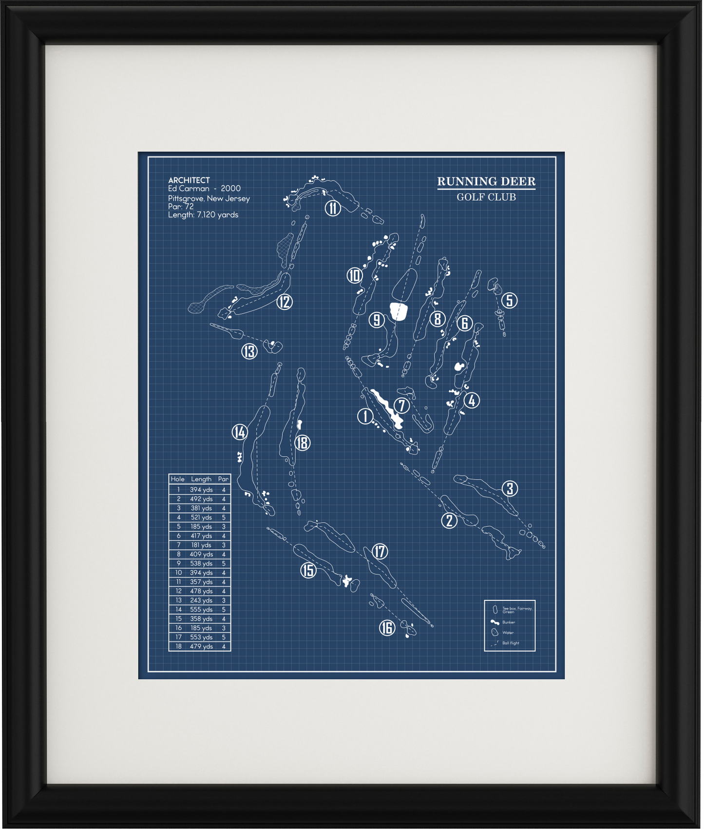 Running Deer Golf Club Blueprint (Print)