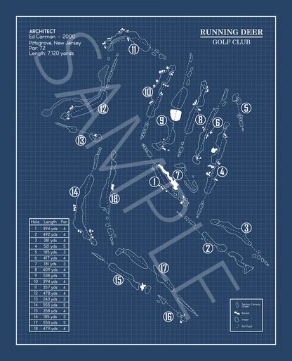 Running Deer Golf Club Blueprint (Print)
