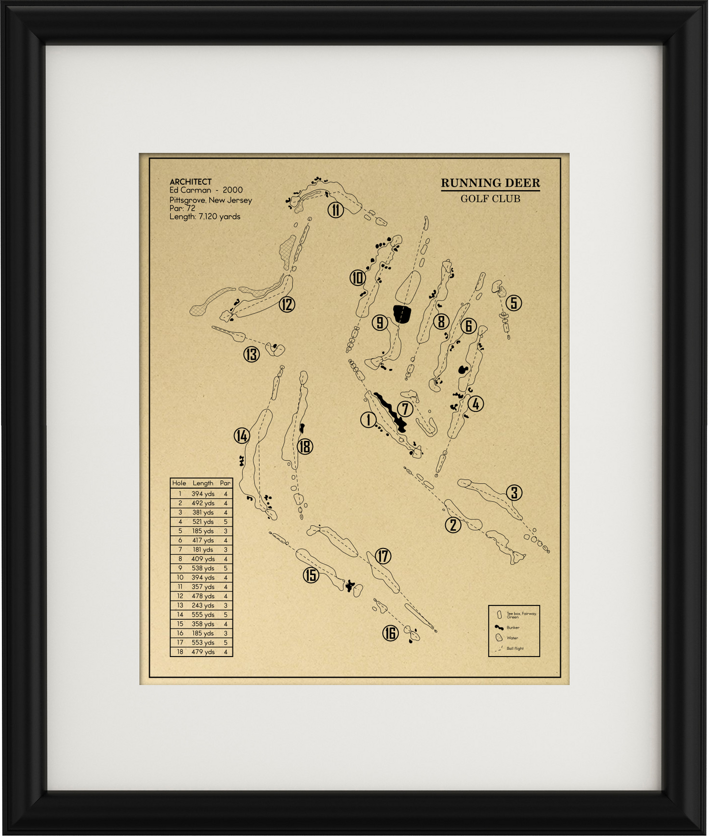 Running Deer Golf Club Outline (Print)