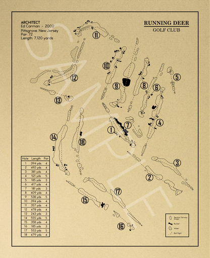 Running Deer Golf Club Outline (Print)