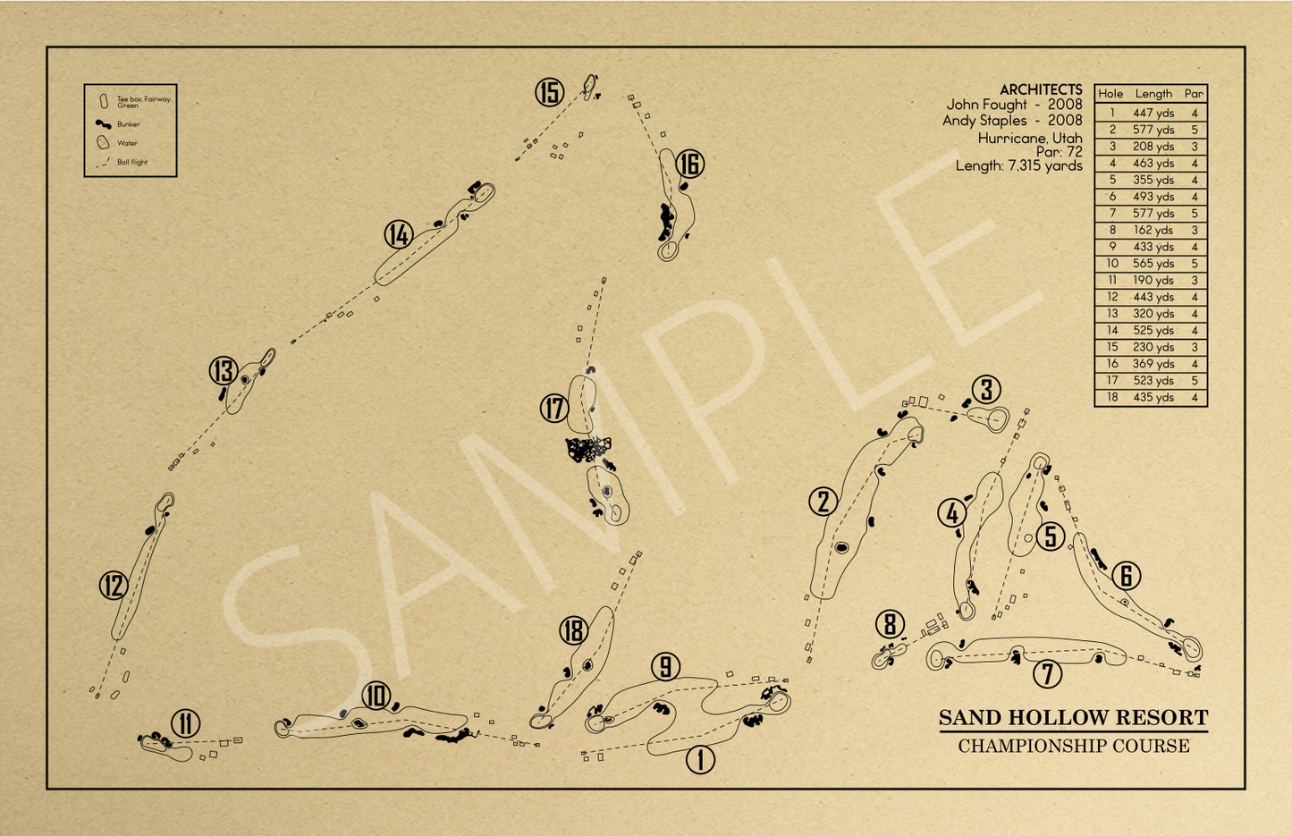 Sand Hollow Resort Championship Course Outline (Print)