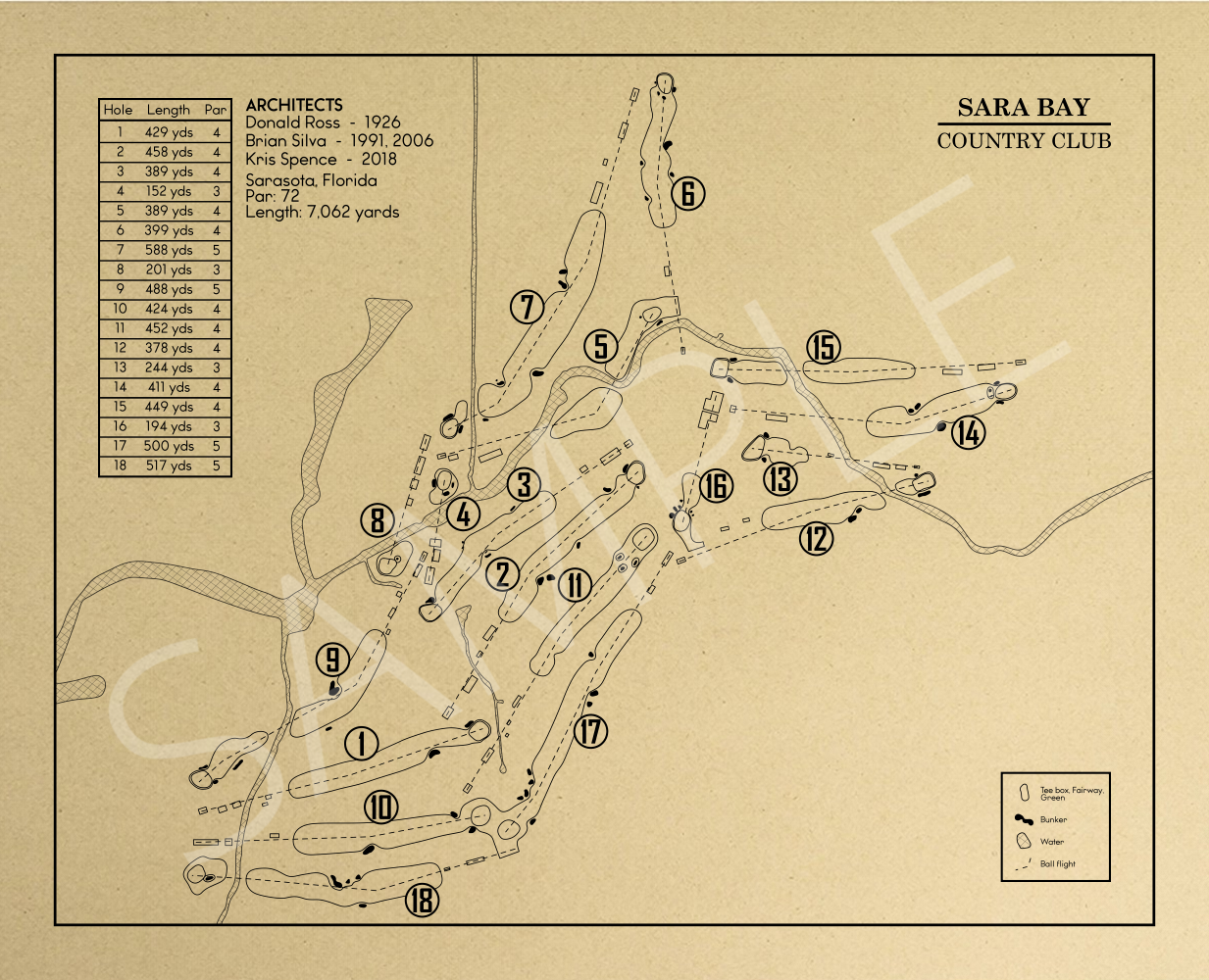 Sara Bay Country Club Outline (Print)