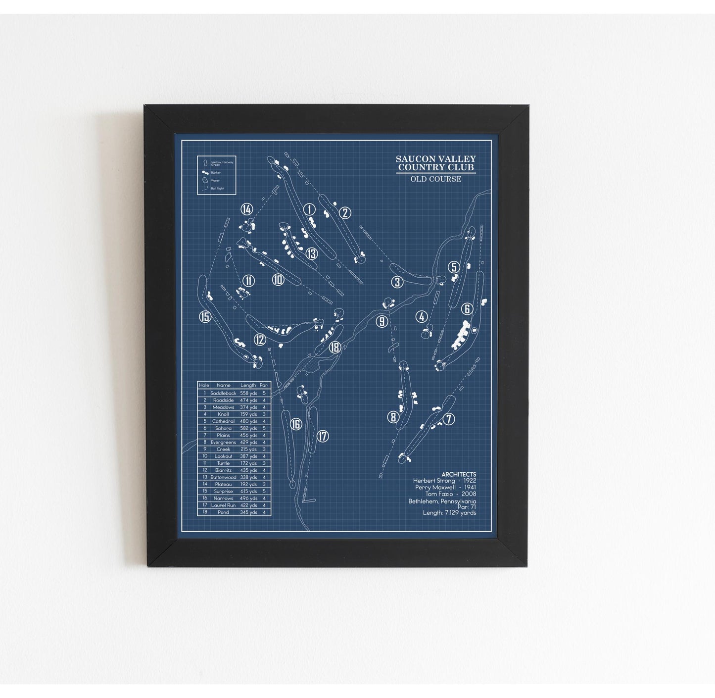 Saucon Valley Country Club Old Course Blueprint (Print)