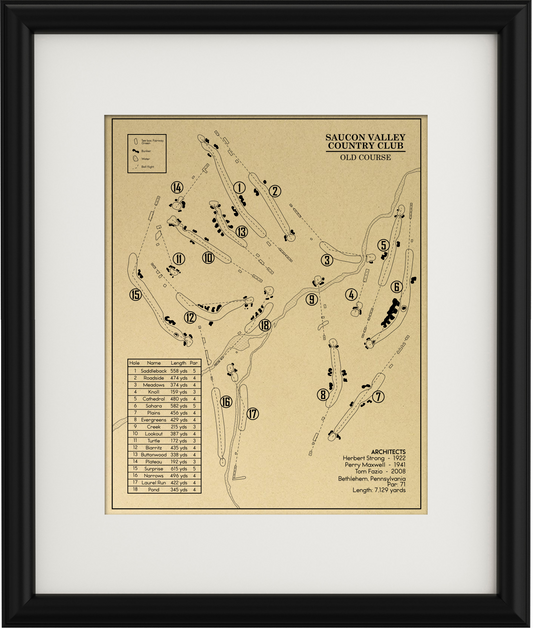Saucon Valley Country Club Old Course Outline (Print)