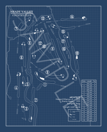 Shady Valley Country Club Blueprint (Print)