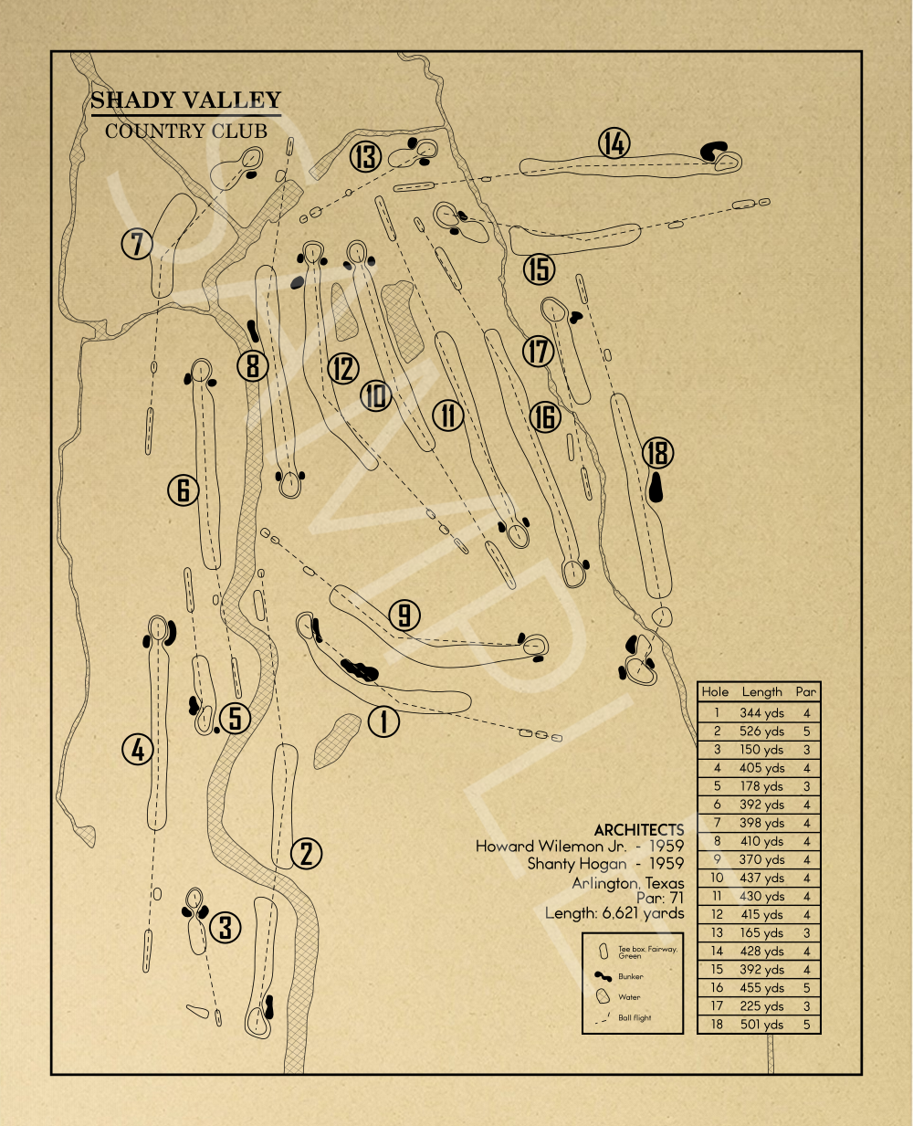 Shady Valley Country Club Outline (Print)