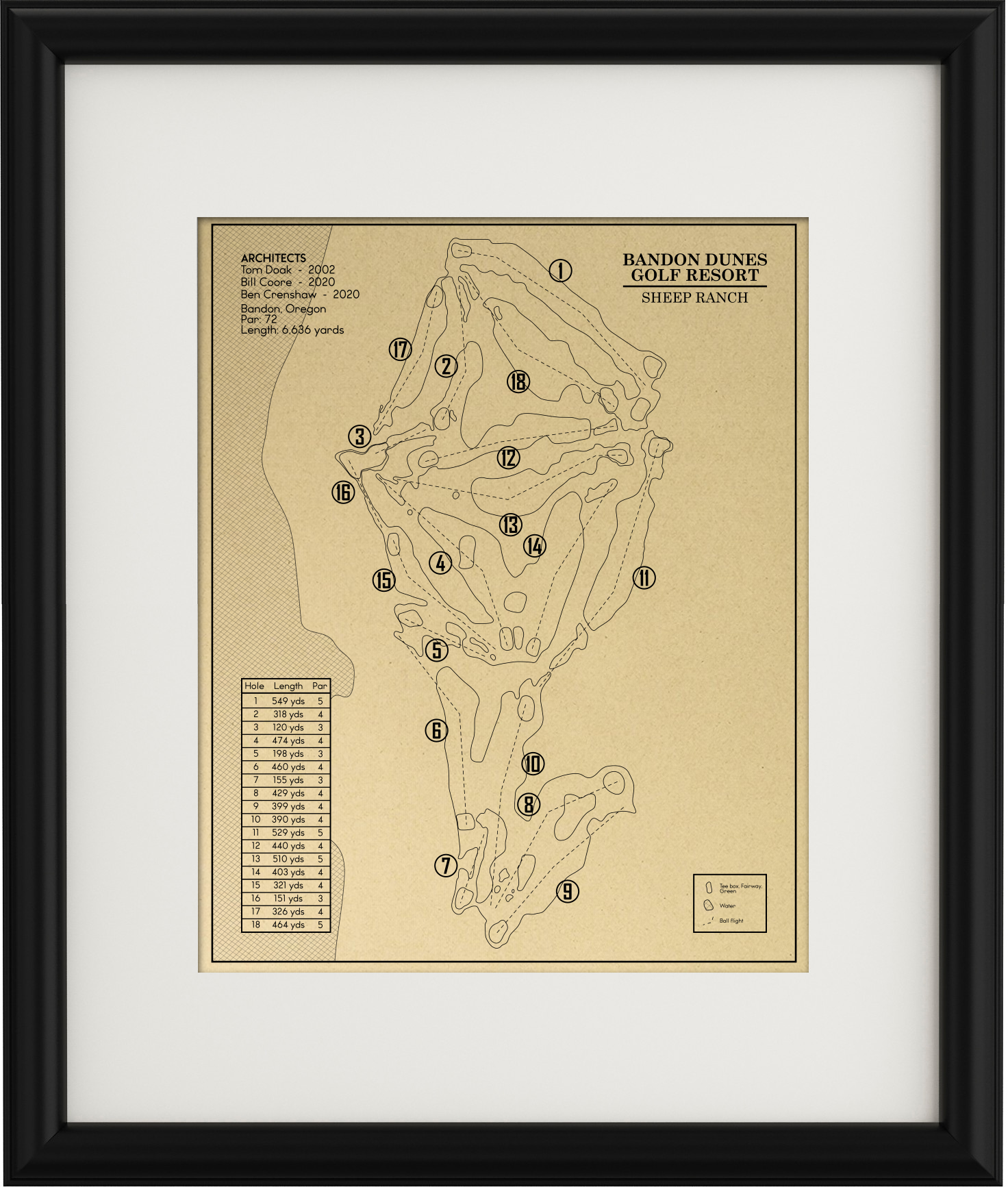 Sheep Ranch Golf Course at Bandon Dunes Outline (Print) – GolfBlueprints