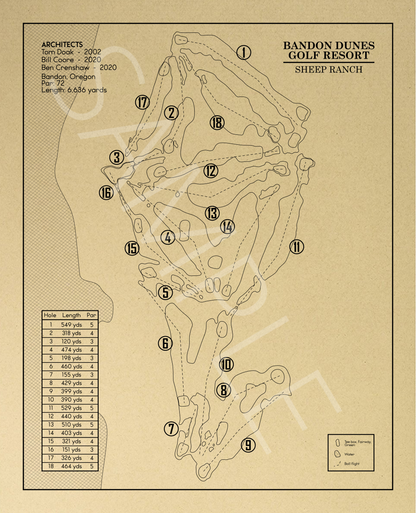 Sheep Ranch Golf Course at Bandon Dunes Outline (Print)