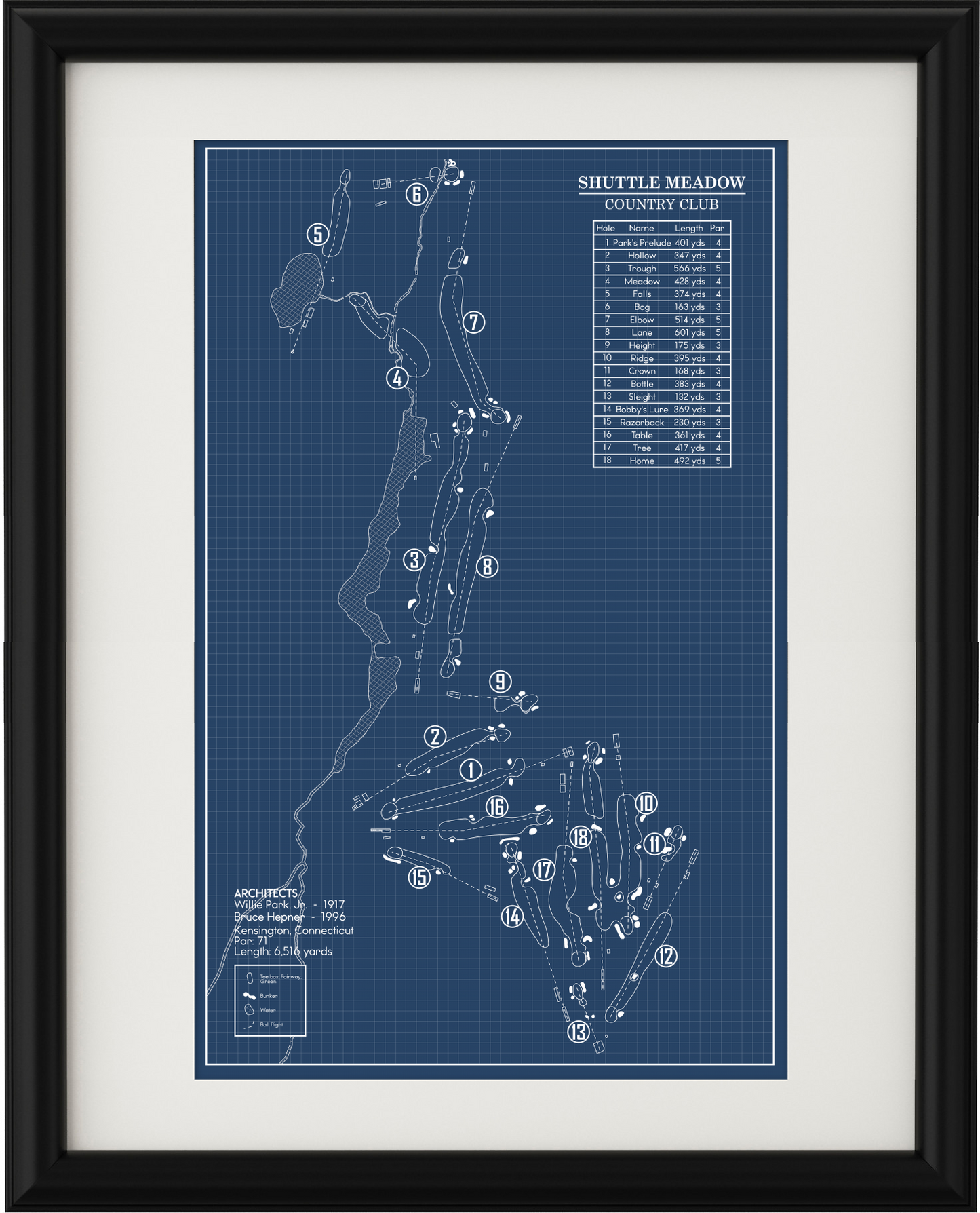 Shuttle Meadow Country Club Blueprint (Print)