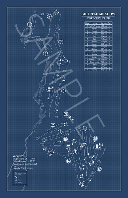 Shuttle Meadow Country Club Blueprint (Print)