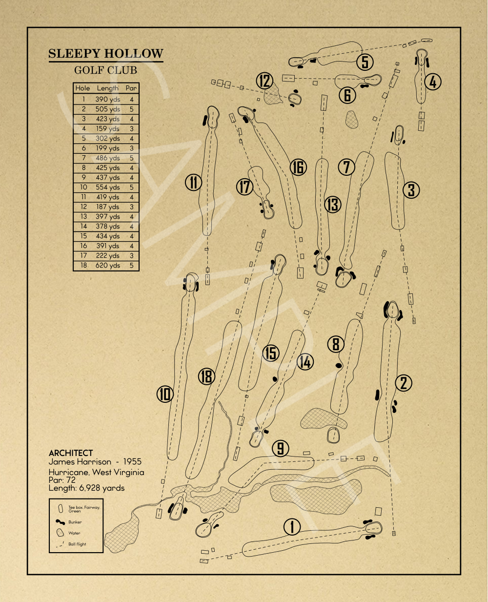 Sleepy Hollow Golf Club Outline (Print)