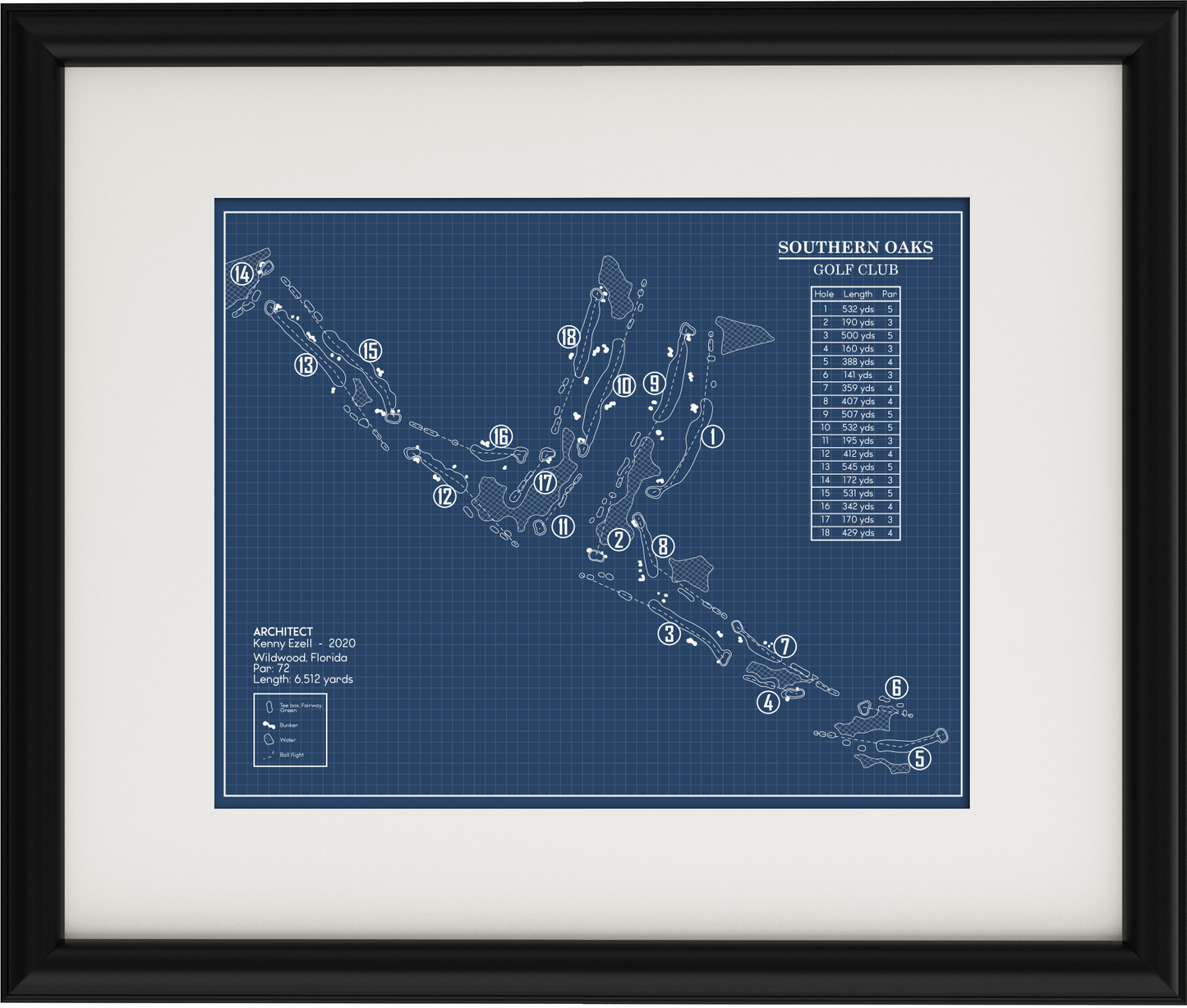 Southern Oaks Golf Club Blueprint (Print)