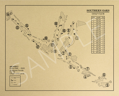 Southern Oaks Golf Club Outline (Print)