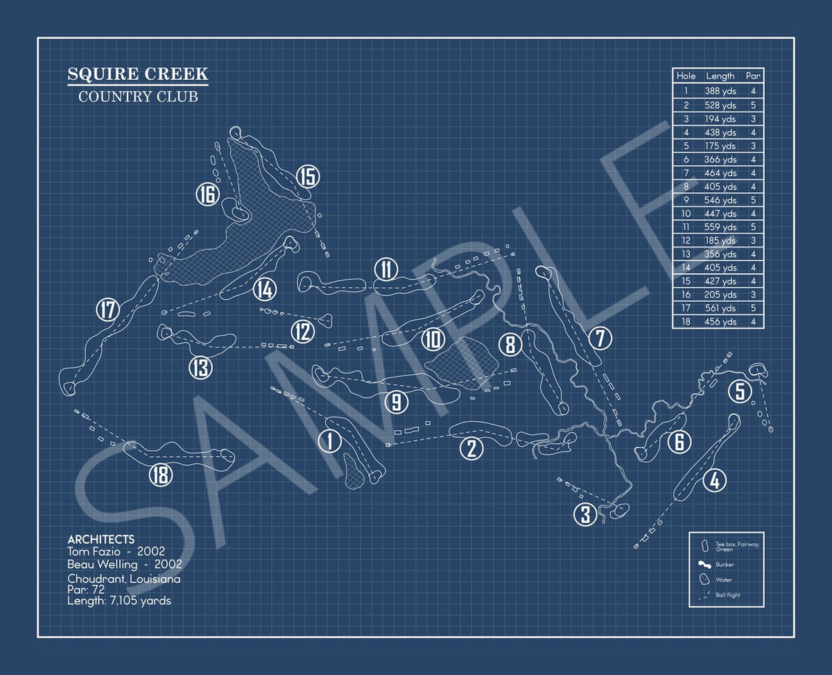 Squire Creek Country Club Blueprint (Print)