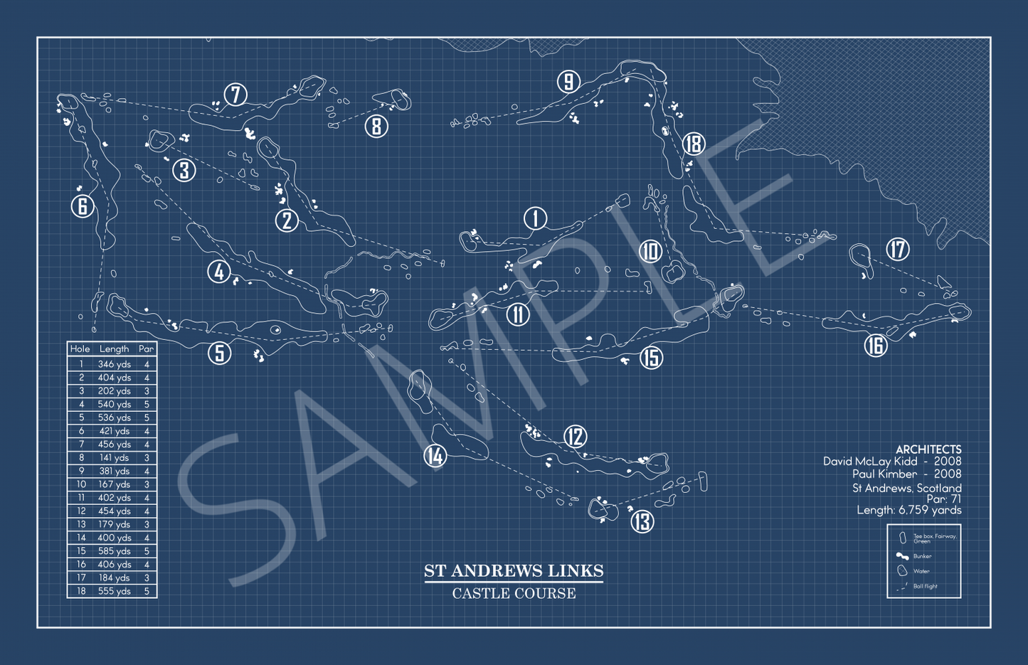 St Andrews Castle Course Blueprint (Print)