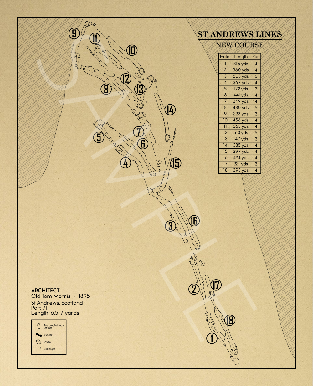 The New Course at St Andrews Links Outline (Print)