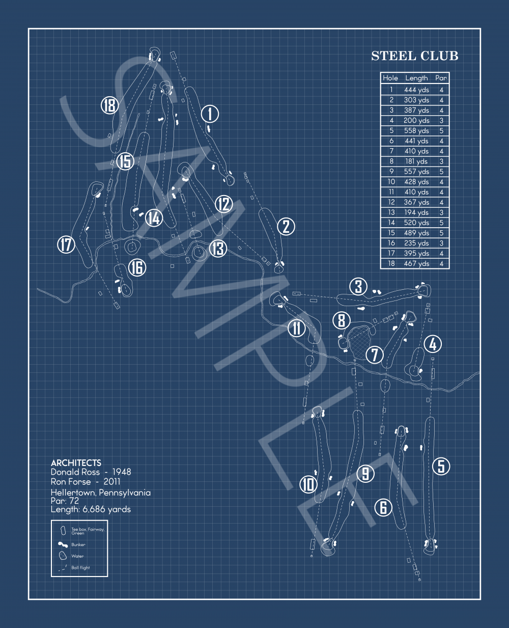 Steel Club Blueprint (Print)