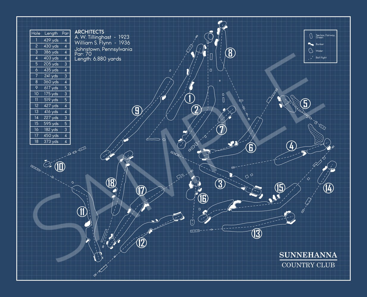 Sunnehanna Country Club Blueprint (Print)